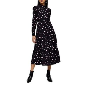 NWT Topshop Polka Dot Long Sleeve Shirtdress